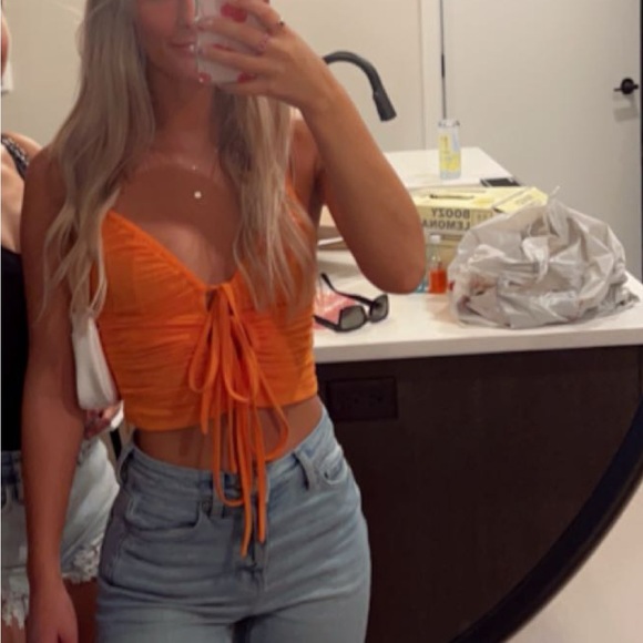 Orange Ruched Top - Picture 2 of 3